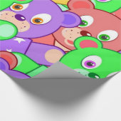 Glanzend opvulpapier kleurig teddybeer cadeaupapier (Hoek)