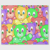 Glanzend opvulpapier kleurig teddybeer cadeaupapier (Vlak)