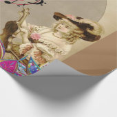 Glanzend opvulpapier, muziek Victoriaans Floral Cadeaupapier (Hoek)