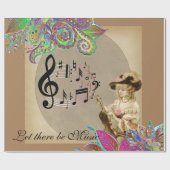 Glanzend opvulpapier, muziek Victoriaans Floral Cadeaupapier (Vlak)