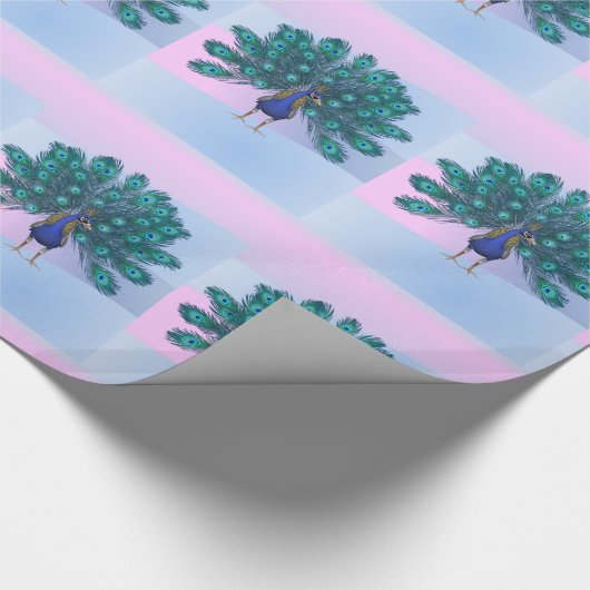 Glanzend opvulpapier, pacock cadeaupapier (Hoek)