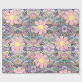 Glanzend opvulpapier — Pastelroze bloemen Cadeaupapier (Vlak)