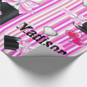 Glanzend opvulpapier, roze lipstick, roze streep cadeaupapier (Hoek)