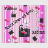 Glanzend opvulpapier, roze lipstick, roze streep cadeaupapier (Vlak)