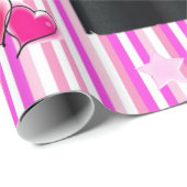 Glanzend opvulpapier, roze lipstick, roze streep cadeaupapier (Rol Hoek)