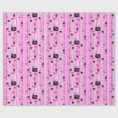 Glanzend opvulpapier, roze lipstick, roze streep cadeaupapier (Vlak)