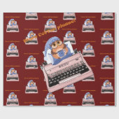 Glanzend opvulpapier, roze schrijfmachine koffie cadeaupapier (Vlak)