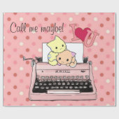 Glanzend opvulpapier, roze typemachine roep missch cadeaupapier (Vlak)