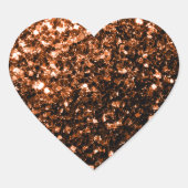 Glanzend oranje bruin koper hart sticker (Voorkant)