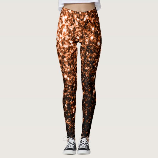 Glanzend oranje bruin koper leggings (Voorkant)