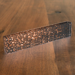 Glanzend oranje bruin koper naambordje