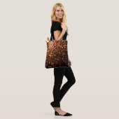 Glanzend oranje bruin koper tote bag (Op model)