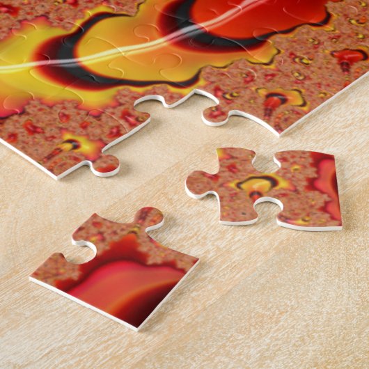 Glanzend Oranje gestreept fractale kwadratuur Legpuzzel (Zijkant)