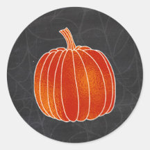 Glanzend Oranje Herfst Pompoen Spinnenweb Krijt