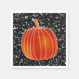 Glanzend Oranje Herfst Pompoen Zwart Glitter Feest Servet