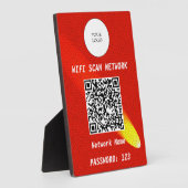 Glanzend Oranje Leren Gratis Wifi Scan & QR Code Fotoplaat (Zijkant)