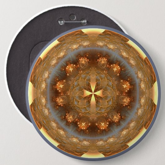 Glanzend ornament ronde button 6,0 cm (Voorkant /achterkant)