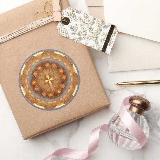 Glanzend ornament ronde sticker (Geschenken)