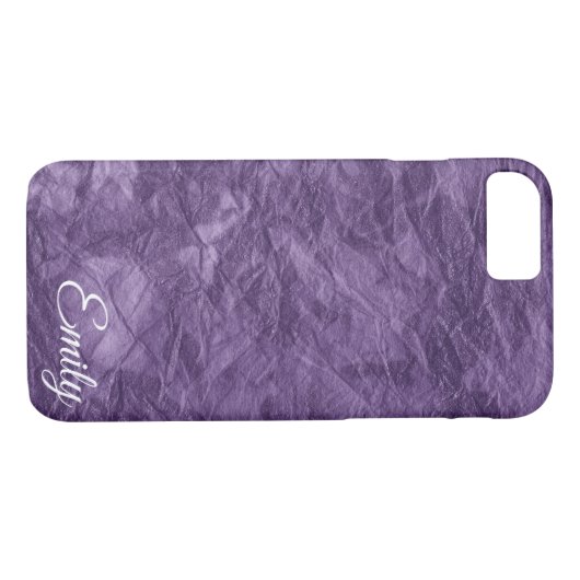 glanzend paars getextureerd papier met naam Case-Mate iPhone case (Achterkant (Horizontaal))