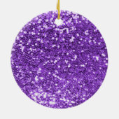Glanzend Paars Glitter Zilver Folie Monogram Keramisch Ornament (Achterkant)