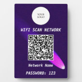 Glanzend Paars Leren Gratis Wifi Scan & QR Code Fotoplaat (voorkant)
