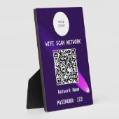 Glanzend Paars Leren Gratis Wifi Scan & QR Code Fotoplaat (Zijkant)