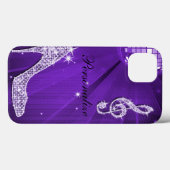 Glanzend Paars/Lila Muzieknoot & Stiletto Hak Case-Mate iPhone Case (Achterkant (horizontaal))