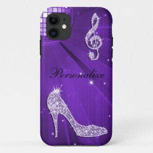 Glanzend Paars/Lila Muzieknoot & Stiletto Hak Case-Mate iPhone Case