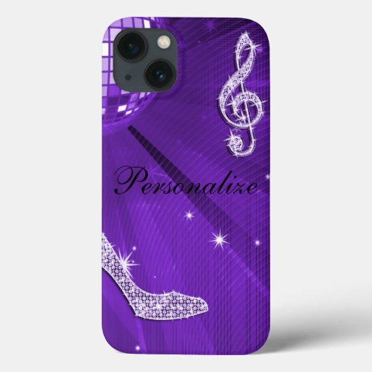 Glanzend Paars/Lila Muzieknoot & Stiletto Hak Case-Mate iPhone Case (Achterkant)