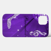 Glanzend Paars/Lila Muzieknoot & Stiletto Hak Case-Mate iPhone Case (Achterkant (horizontaal))