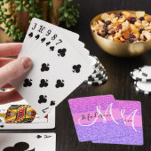 Glanzend Paars Roze Glitters Glans Gradiënt Monogr Pokerkaarten (Insitu)