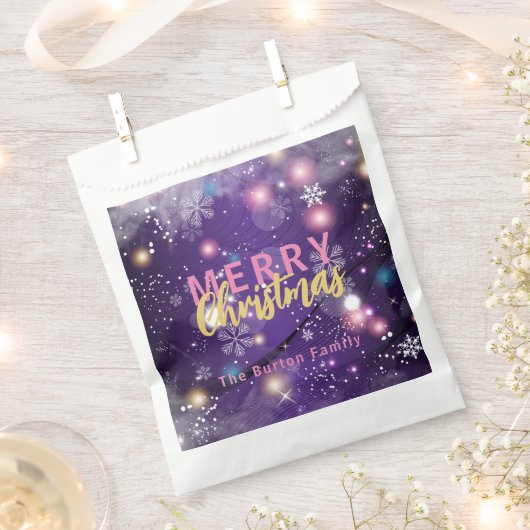 Glanzend Paars Winter Wonderland Prettig Kerstfees Bedankzakje (Geknipt)