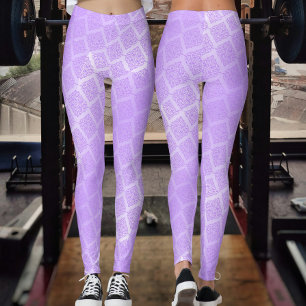Glanzend Paarse Folie rooster Leggings