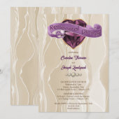 Glanzend Paarse hart juweel & zijden repetitie din Kaart (Voorkant / Achterkant)