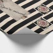 Glanzend papier beige streep Je bent gemist (Hoek)