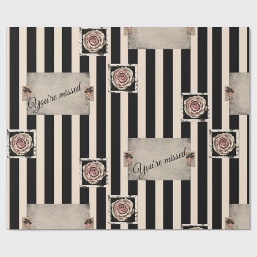 Glanzend papier beige streep Je bent gemist (Vlak)