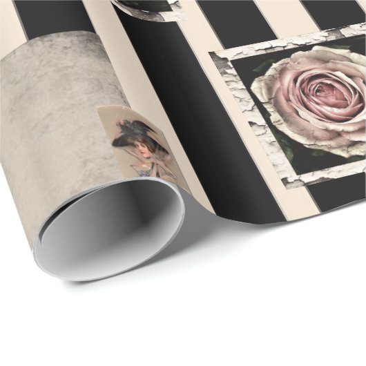 Glanzend papier beige streep Je bent gemist (Rol Hoek)