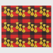 Glanzend papier Giraffe rood zwart geplakt (Vlak)