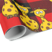 Glanzend papier Giraffe rood zwart geplakt (Rol Hoek)