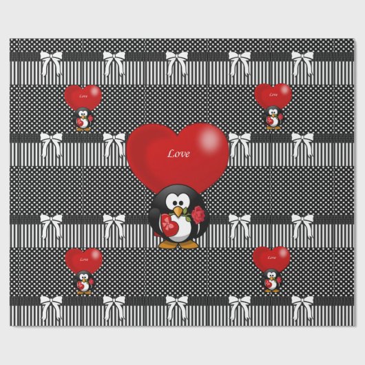 Glanzend papier met vulling Penguin Love Black (Vlak)