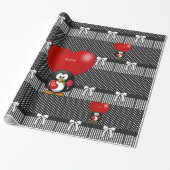 Glanzend papier met vulling Penguin Love Black (Uitgerold)