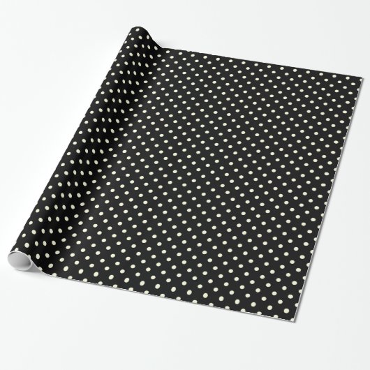 Glanzend papier Stippen Circles Black Cream (Uitgerold)