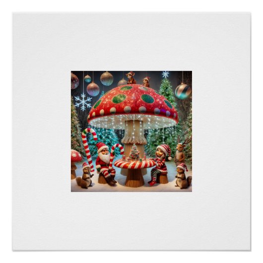 Glanzend Poster: Christmas Mushroom Design Perfect Poster (Voorkant)
