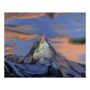Glanzend Poster - "De Matterhorn bij zonsondergang