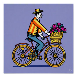 Glanzend Poster op de fiets