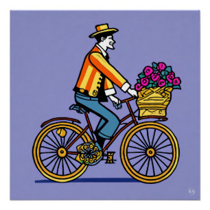 Glanzend Poster op de fiets