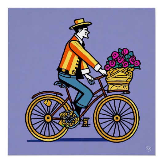 Glanzend Poster op de fiets (Voorkant)