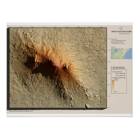 Glanzend poster op de Kilimanjaro (Voorkant)