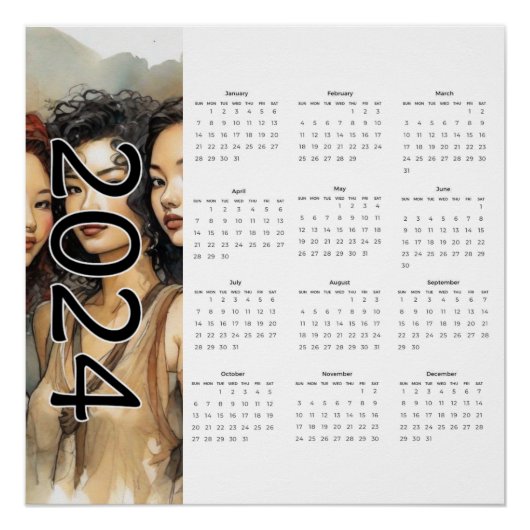 Glanzend Poster vrouwen collectie (Voorkant)