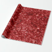 Glanzend Rode Kerst Glitter Cadeaupapier (Uitgerold)